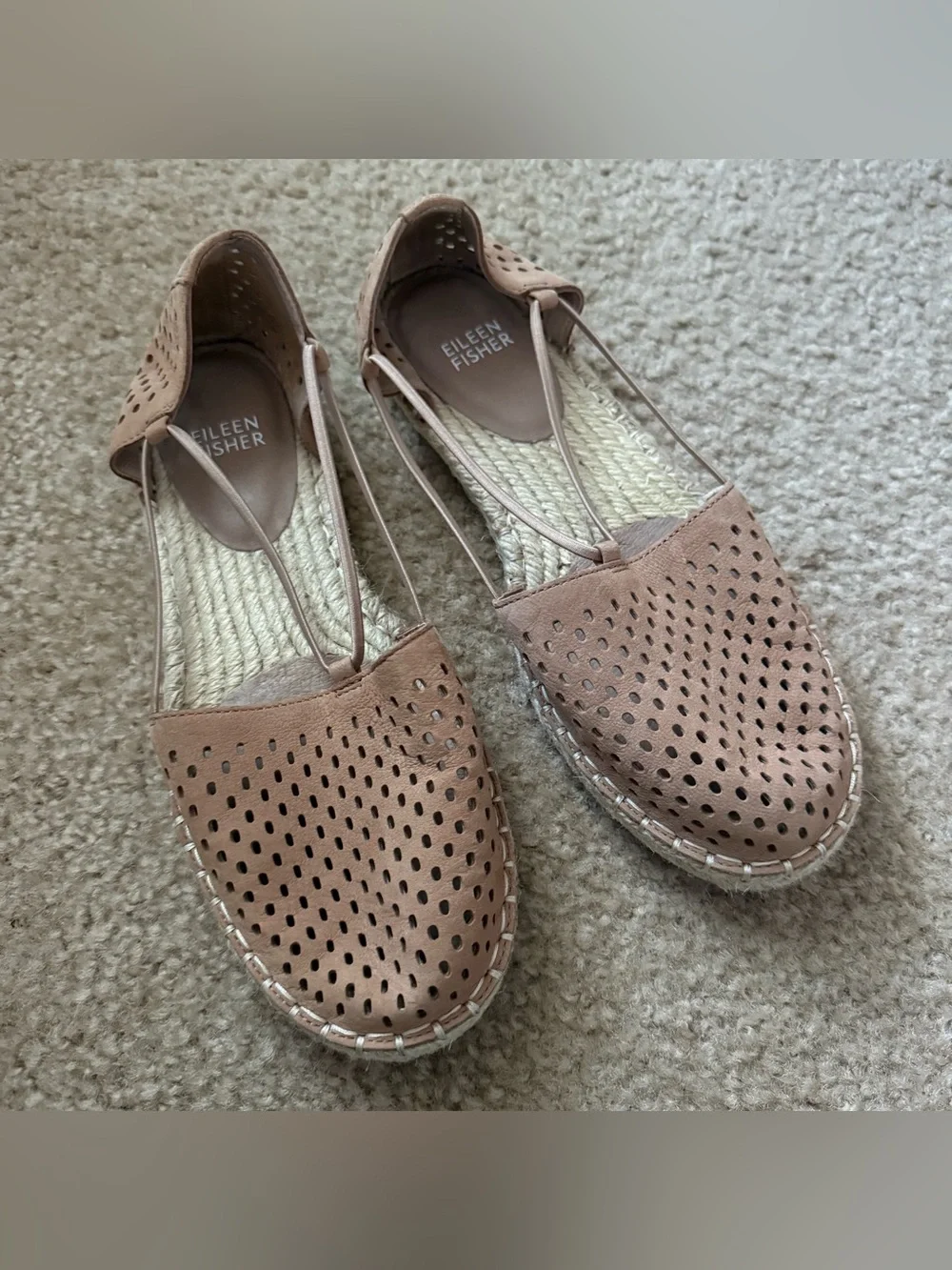 Eileen Fisher Lee Espadrille Flats in Latte Tan Brown Size 7